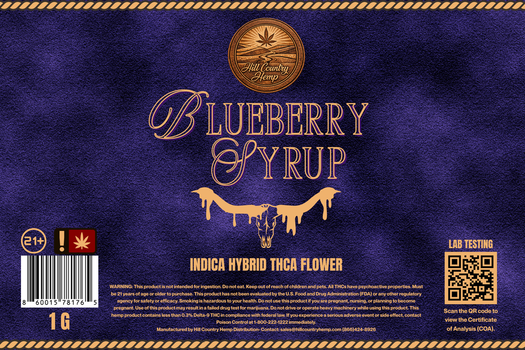 Hill Country Hemp Blueberry Syrup THC-A Flower (Indica Hybrid)