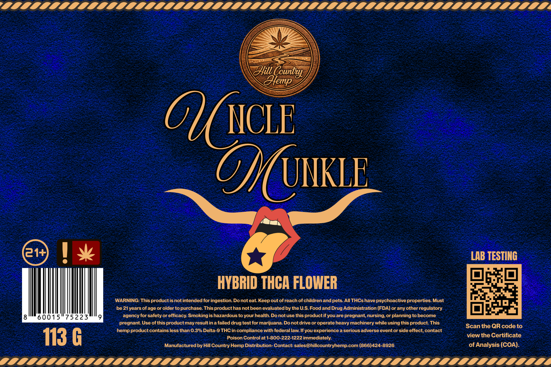 Hill Country Hemp Uncle Munkle THC-A Flower (Hybrid)
