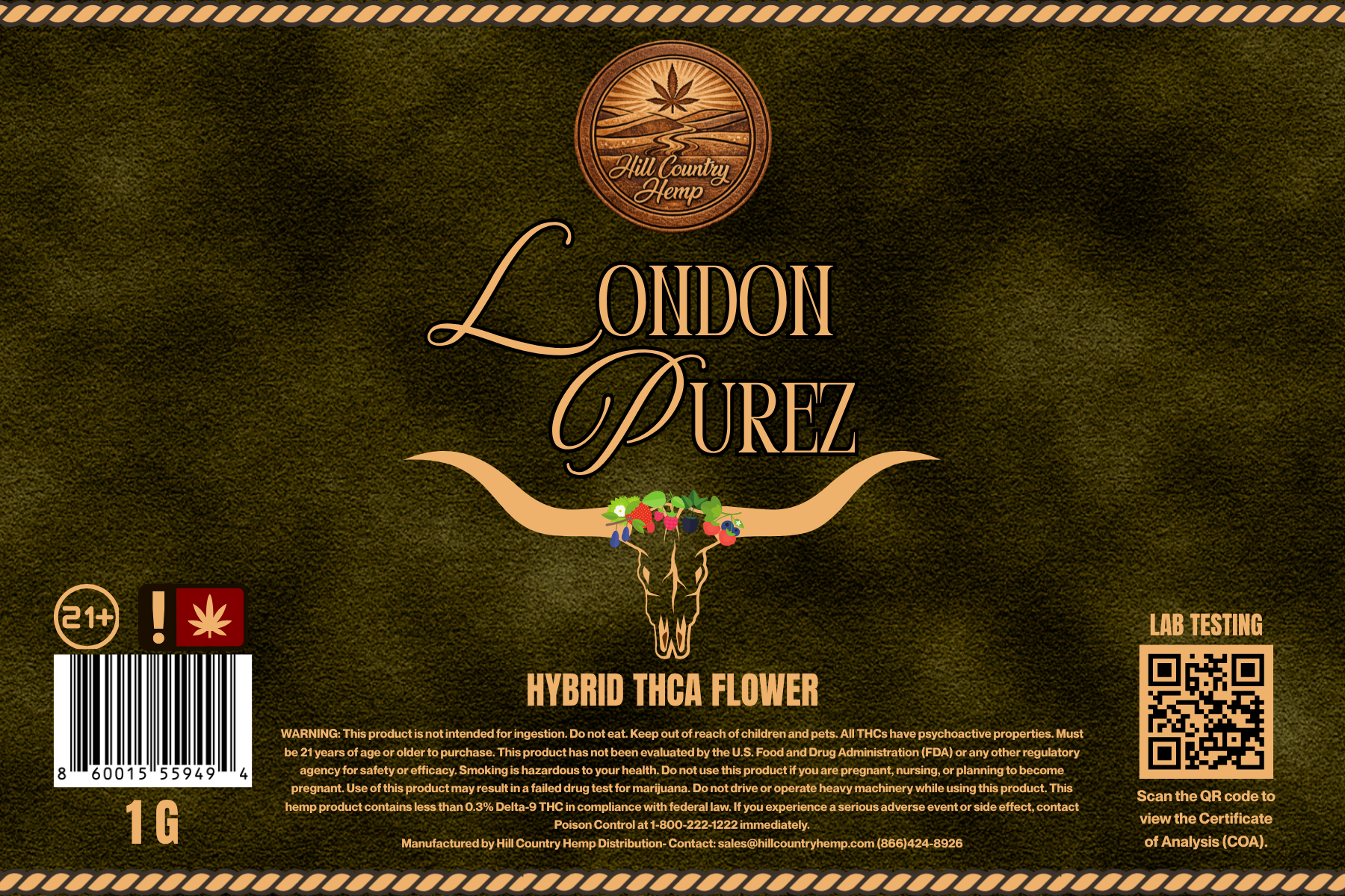 Hill Country Hemp London Purez THC-A Flower (Hybrid)