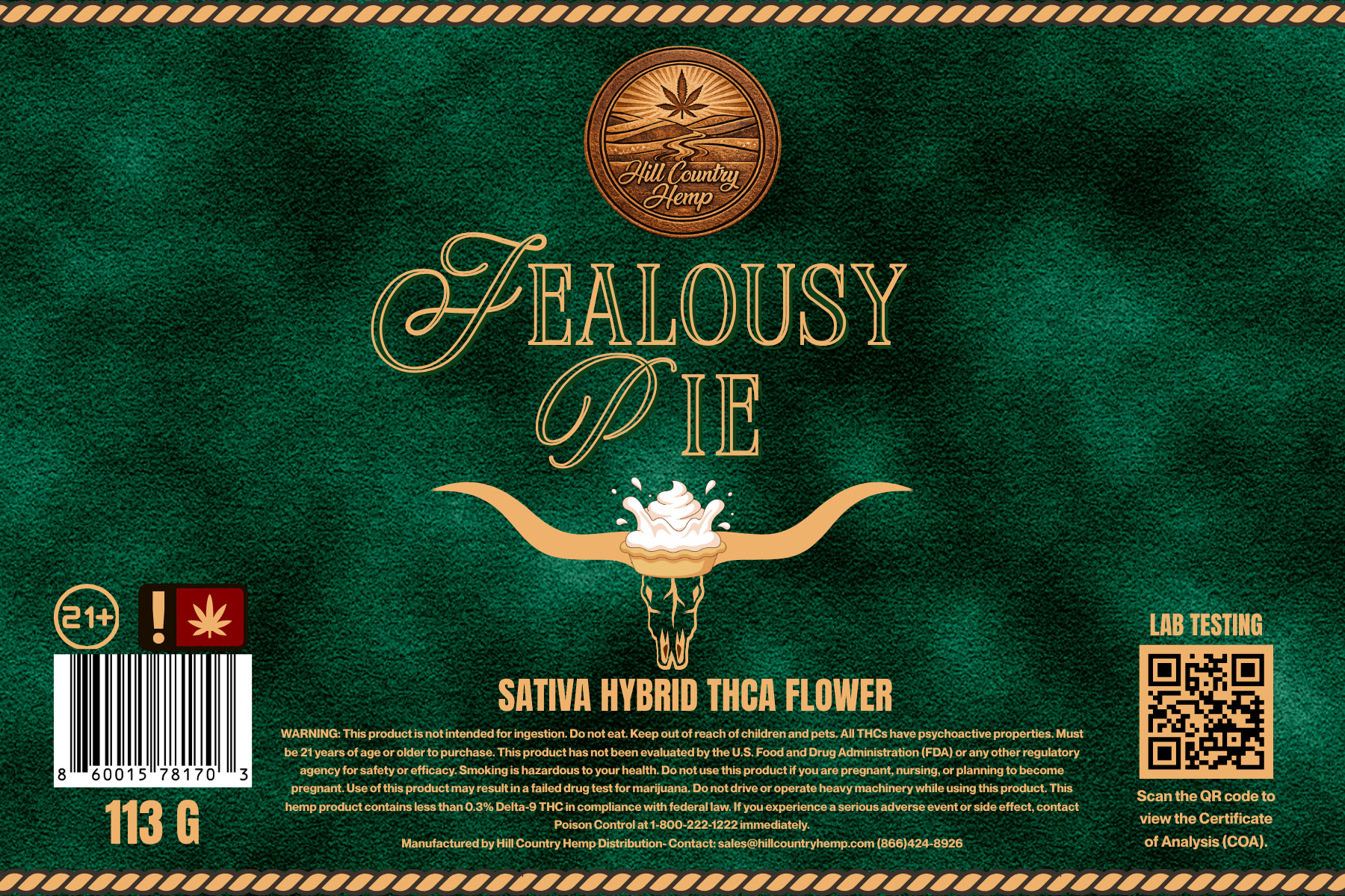 Hill Country Hemp Jealousy Pie THC-A Flower (Sativa Hybrid)