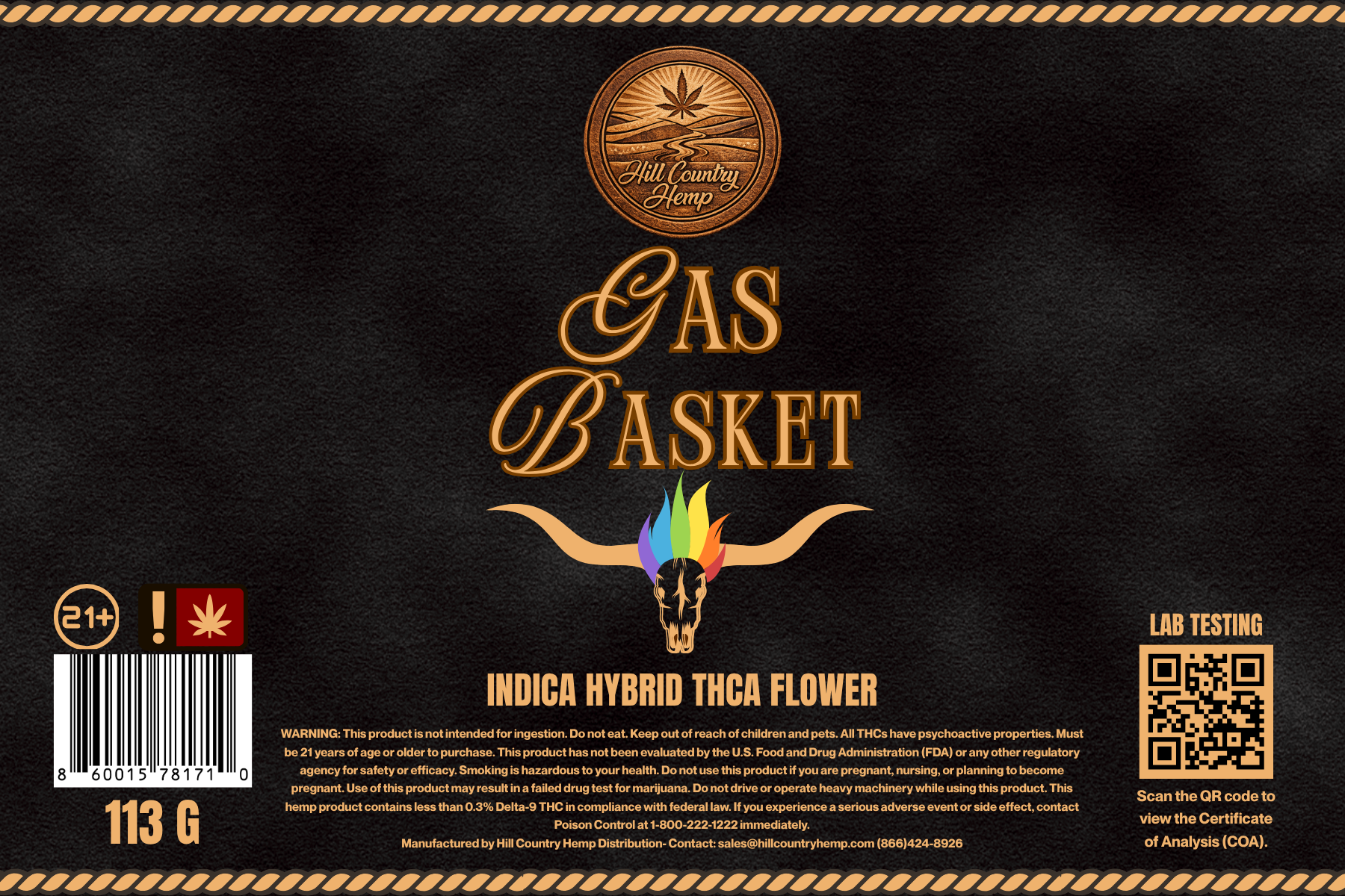 Hill Country Hemp Gas Basket THC-A Flower (Indica Hybrid)