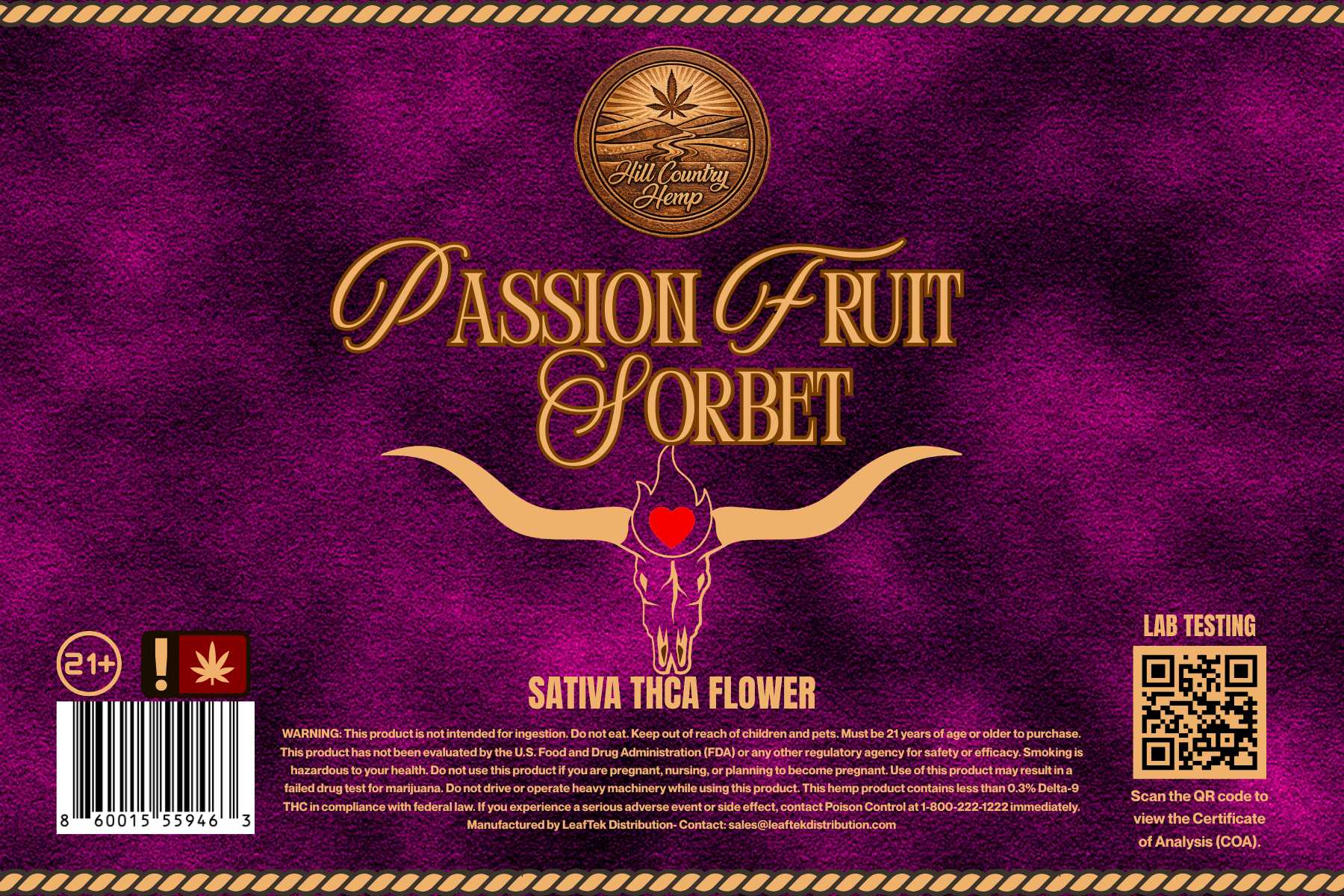 Hill Country Hemp Passion Fruit Sorbet THC-A Flower (Sativa Hybrid)