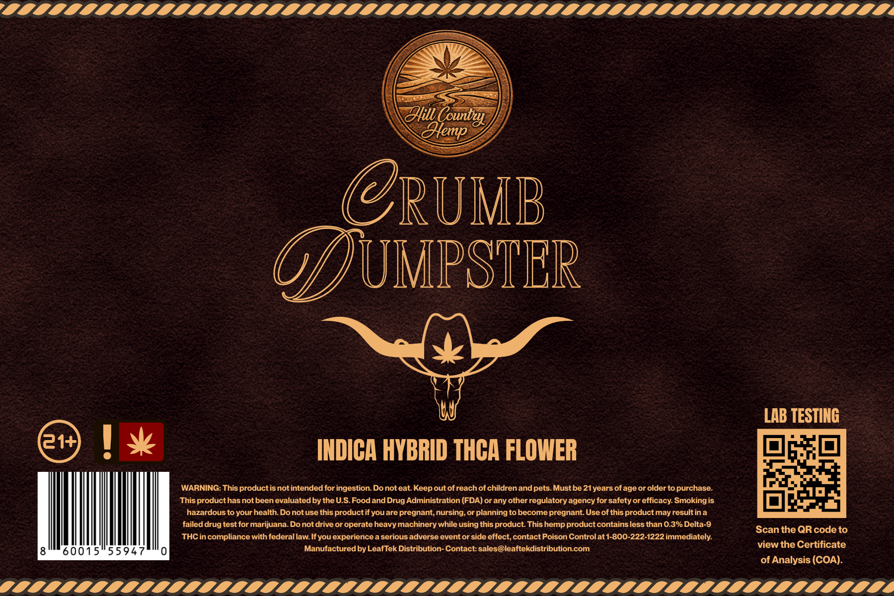 Hill Country Hemp Crumb Dumpster THC-A Flower (Hybrid)